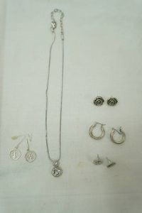 Jewelry Lot Silver Toned necklace and earrings