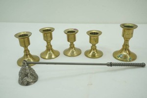 Brass Candle Stick Holders and Metal Candle Snuffer