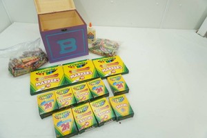 Crayola Crayons and Markers. ABC Wooden Box