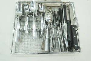 set of flatware with chrome drawer organizer