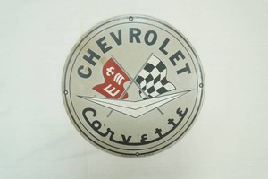 metal Chevrolet Corvette sign 11 diameter