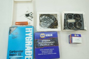 partial carburetor kits for 4 bbl. Quadra jet and 2 bbl. Corp. plus a group of gasket from other kits