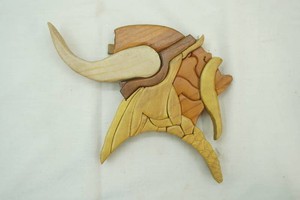 Minnesota Vikings mascot logo made from wood pieces 10 wide