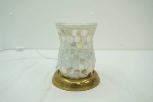 electric Mother of pearl mosaic glass wax melt warmer on brass base