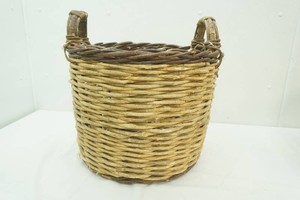 round woven wicker storage basket with 2 sturdy handles 15 tall 17 diameter