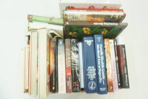large collection of books of family medicine, DIY, gardening and more
