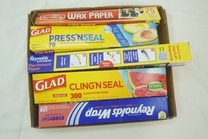 Renolds wrap, aluminum foil, cling seal, wax paper