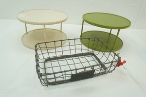 2 lazy Susan spice racks, wire basket