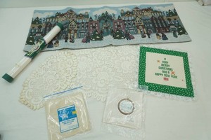 doilies, table runner, cross stitch pieces