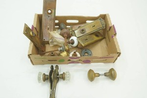antique door knobs, trim plates, hardware