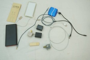 charging bank, cords, adaptors