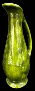 Vintage Green Glazed Art Pottery Pitcher - KRAY 8551
