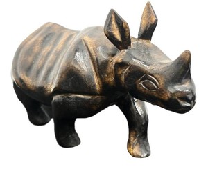 Vintage Assam Rhinoceros Figurine - Carved Dark Brown Finish