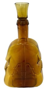 Vintage Amber Glass Violin-Shaped Decanter With Matching Glass