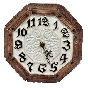 Vintage Wall Clock - Ceramic Octagonal Wood Frame