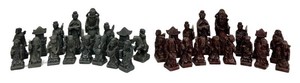 Vintage Chinese Figurative Chess Pieces - Complete 32-Piece Set