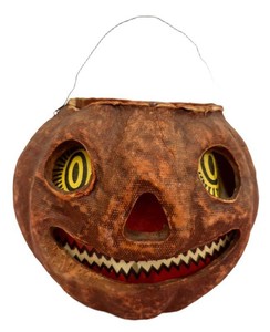 DB - Vintage Halloween Jack-O-Lantern Pressed Paper-Mache Candy Container