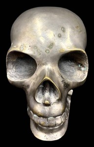 Skull Sculpture - Vintage Nickel Over Brass Hinged Jaw