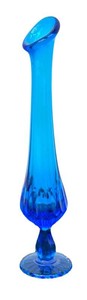 Vintage Fenton Colonial Sapphire Blue Art Glass Swung Vase