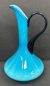 Vintage Empoli Turquoise Cased Glass Ewer