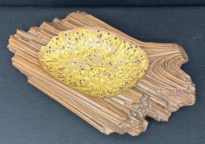 Vintage Rustic Tree-Slice Textured Ceramic Ashtray