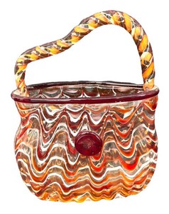 Murano Style Glass Purse Vase