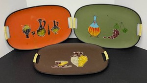 Trio of Vintage Tilso Decorative Designs Serving Trays