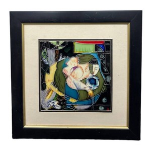 Vintage Cubist Abstract Ceramic Tile Decor by Lee Mero