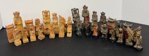 Vintage Carved Wooden Chess Pieces
