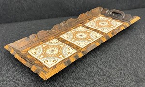 Vintage Tile Accented Serving Tray
