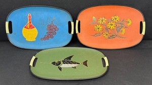Three Vintage Lacquerware Serving Trays