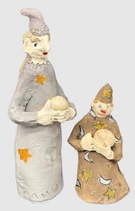 Two Wizard Handcrafted Pottery Figurines