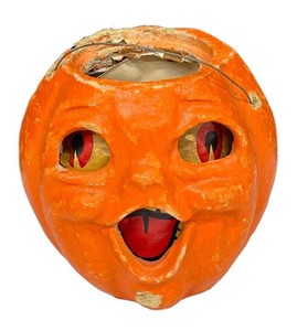 Rare Vintage 1940s Double-Faced Choir Boy Paper Mache Pulp Halloween Jack-O-Lantern