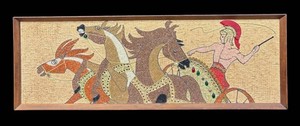 Vintage Mid-Century Greek Chariot Panel Gravel Pebble Art