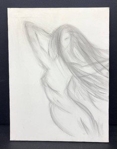 Figural Sketch - Original Unframed Pencil Drawing on Canvas