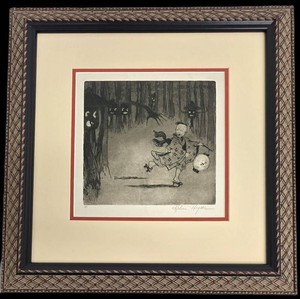 Helen Hyde (1868-1919) Goblin Lanterns 1906 Antique Signed Etching Framed