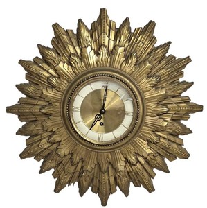 Vintage Mid-Century Modern Sunburst Wall Clock
