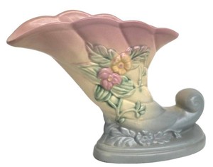 Vintage Cornucopia Vase - Hull Pottery Floral Art Pottery