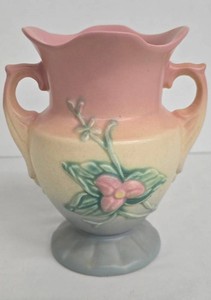 Vintage Pottery Vase - Hull Two-Handled Floral Relief