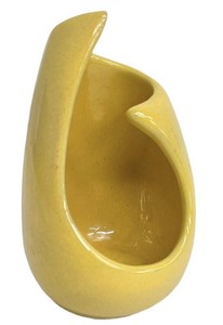 Mid-Century Modern Candleholder - Yellow Ceramic