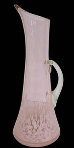 Glass Pitcher - Pink & Clear Bubble-Inclusion