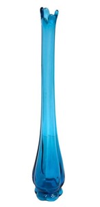 Vintage Blue Glass Swung Vase - Mid-Century Modern