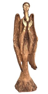 Carved Wooden Angel Figure - 12.75 Tall