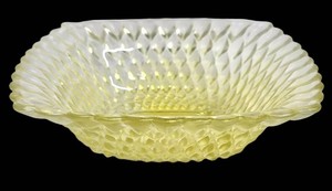 Vintage Pressed Glass Square Candy Dish Yellow 6.5in