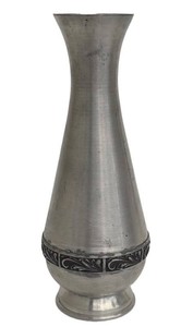 Vintage 1960s Pewter Vase - Norsk Tinn Waisted Foliate Design