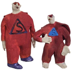 Handcrafted Clay Superhero Figures - Pair
