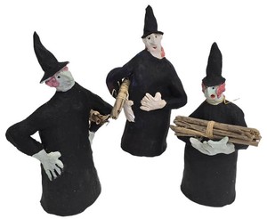 Handcrafted Clay Witch Figures (Lot of 3)