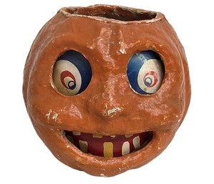Antique 1920s German Paper-Mch Jack-O-Lantern Halloween Candy Container