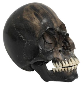 Memento Mori Ebony Wood Carving Skull