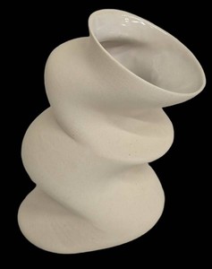 Ceramic Vase - Sculptural Off-White Spiral
